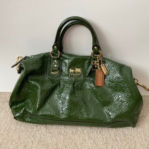 NWOT Coach green patent leather handbag tote